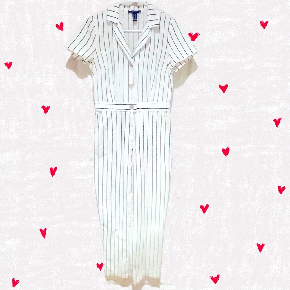 New cool vibes, sexy blue and white striped jumpsuit!
